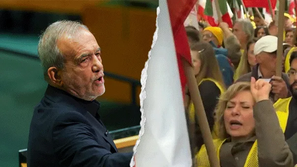 Protesters Demand Free Iran as President Pezeshkian Addresses United Nations General Assembly